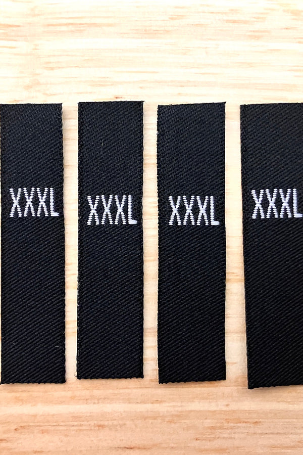 Size Labels - EXTRA EXTRA EXTRA LARGE (XXXL) - Black