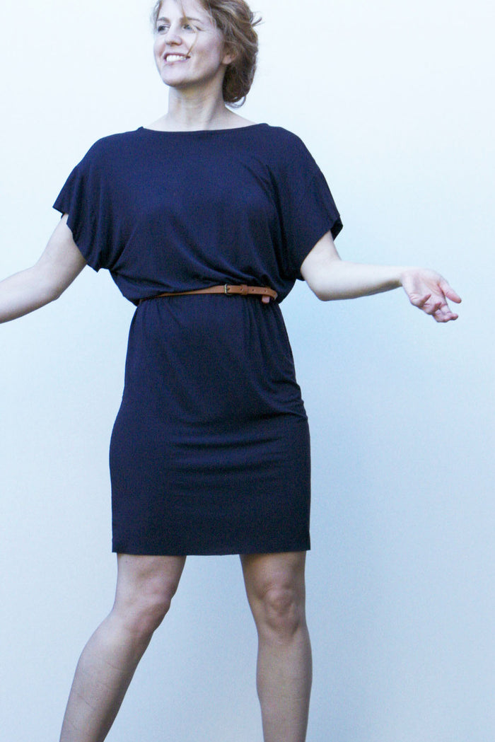 Bridgetown Backless Dress in knit - front view 2