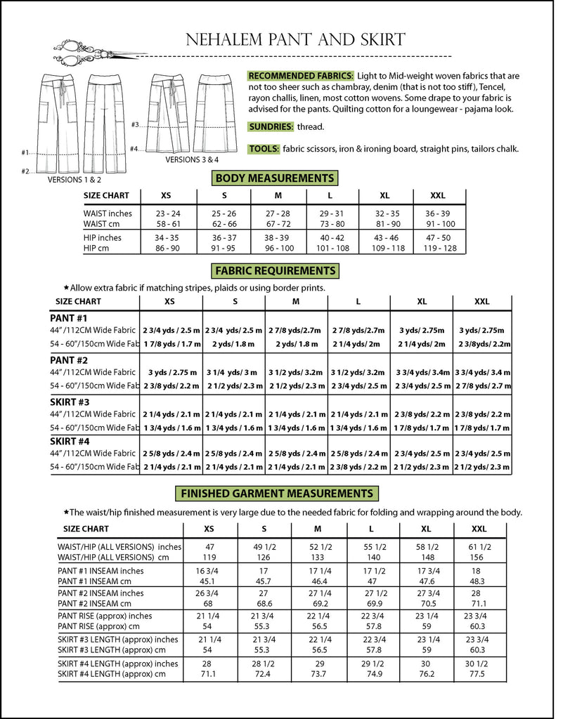 Nehalem Pant & Skirt Sewing Pattern (PDF) – Sew House Seven