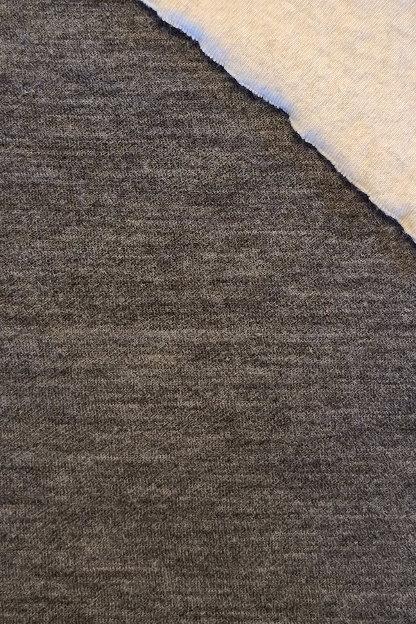 Wool/Cotton Double Knit Fabric- Grey Heather Deadstock 0017WK